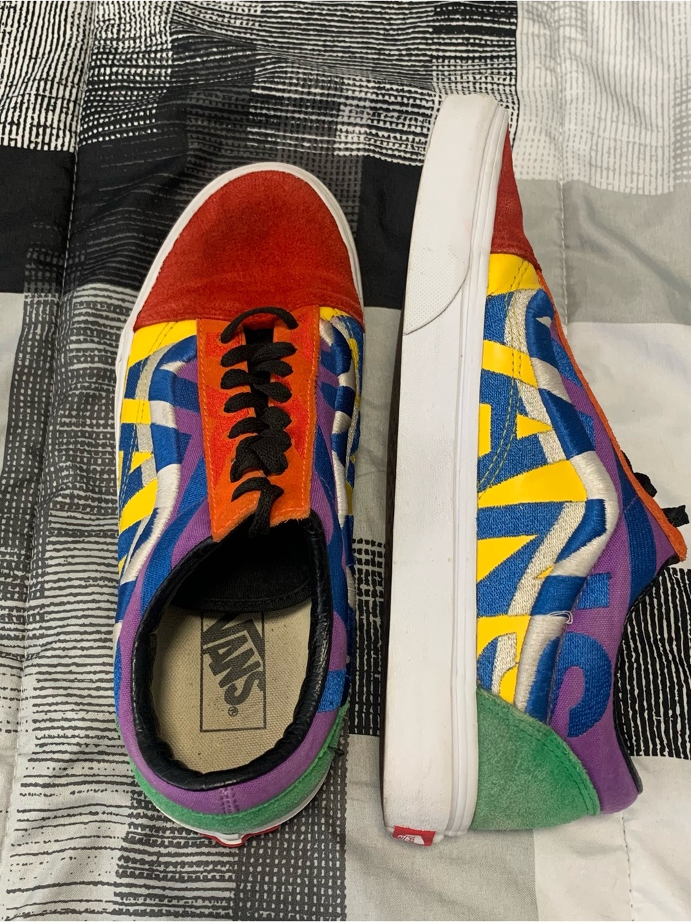 Vans Low-Top Sneakers in Red, Black, Blue & Orange